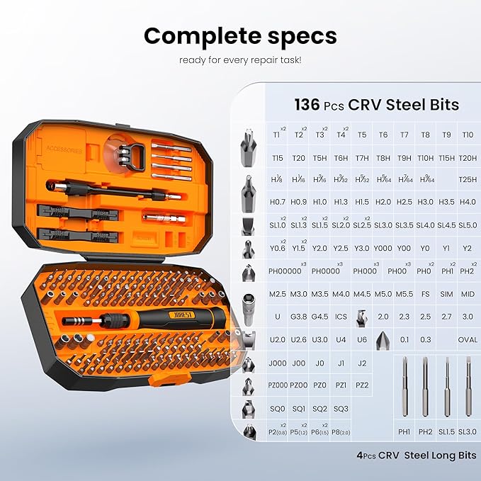 TechPro™ 140-in-1 Precision Screwdriver & Repair Tool Kit