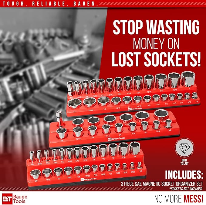 Bauen Tools™ Magnetic Socket Organizer Set